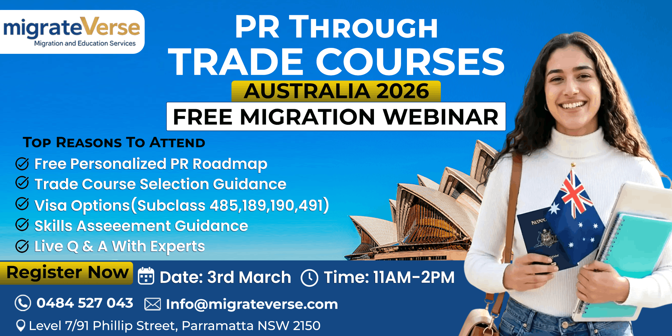 PR Through Trade Courses Australia 2026 Free Migration Seminar by Migrateverse